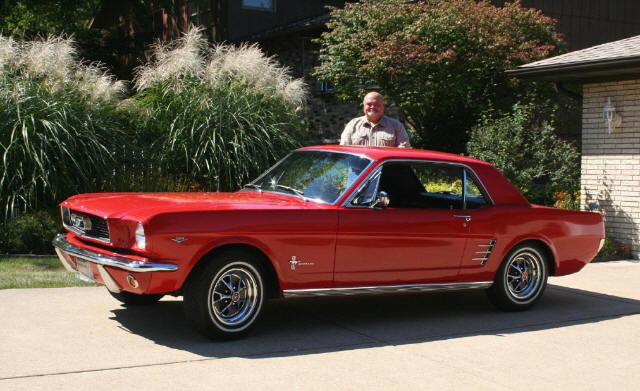 Mark, Denise, Trixie and Rosie Border's 1966 Mustang